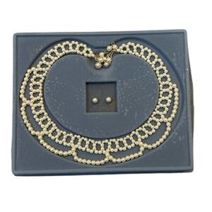 Vintage Avon Pearlized Lace Gift Set Necklace and Post Earring Set